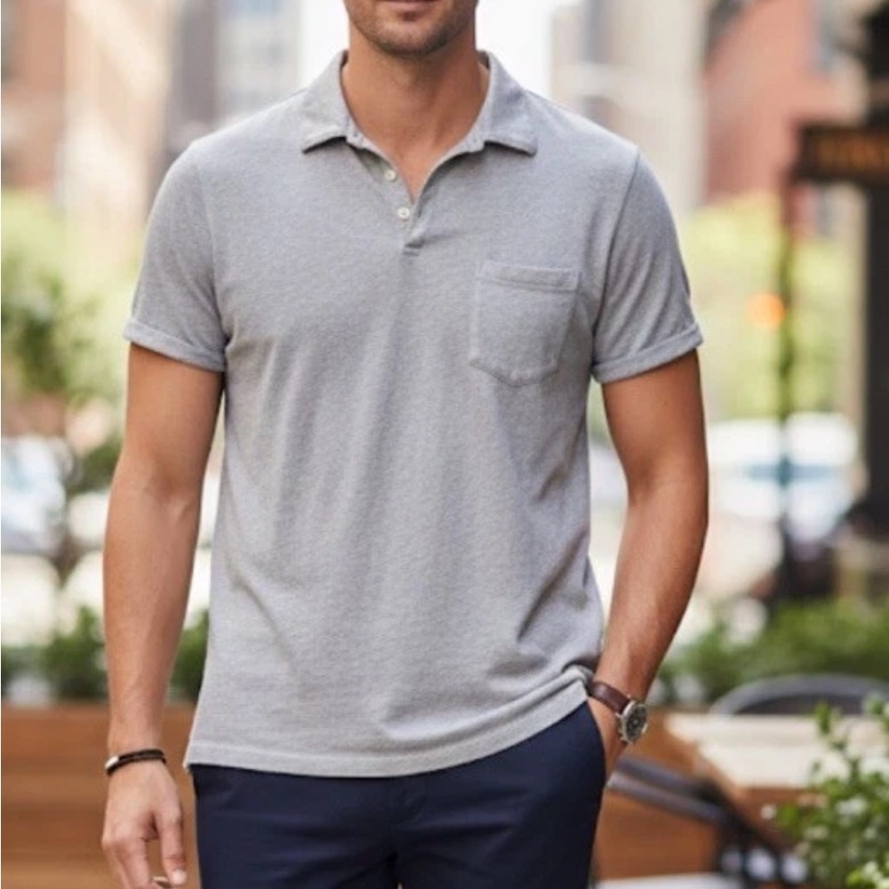 New Vince Polo Shirt Men Short Sleeve Collared Casual Soft 100% Cotton Pocket XL